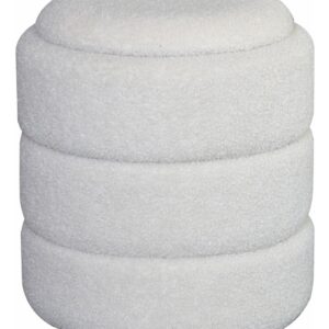 POUF CONTENITORE CHUBBY IN TESSUTO BUCLE BEIGE DIM. 35X35X40CM