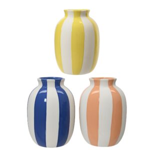 Vaso in porcellana motivo righe colori assortiti