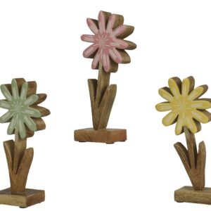 Fiore in legno di mango smaltato colori assortiti FSC mix 70%