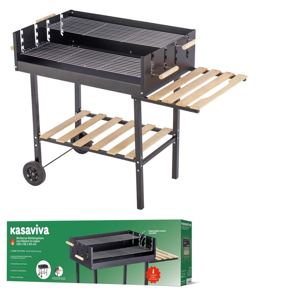 Barbecue rett.con ripiani cm.126X56X92H