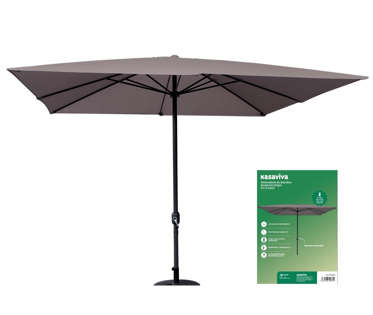 Ombrellone giardino quadr.grigio mt.3X3