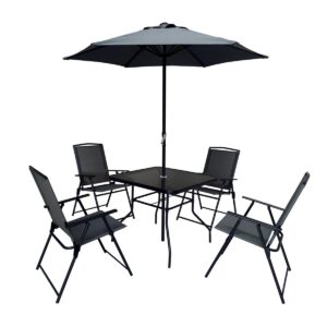 Set tavolo con ombrellone più 4 sedie antracite