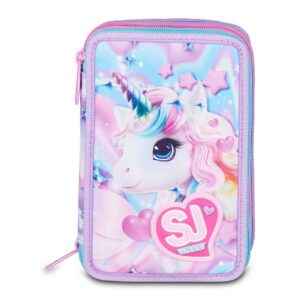 Astuccio 3 zip sj gang glow led unicorn girl
