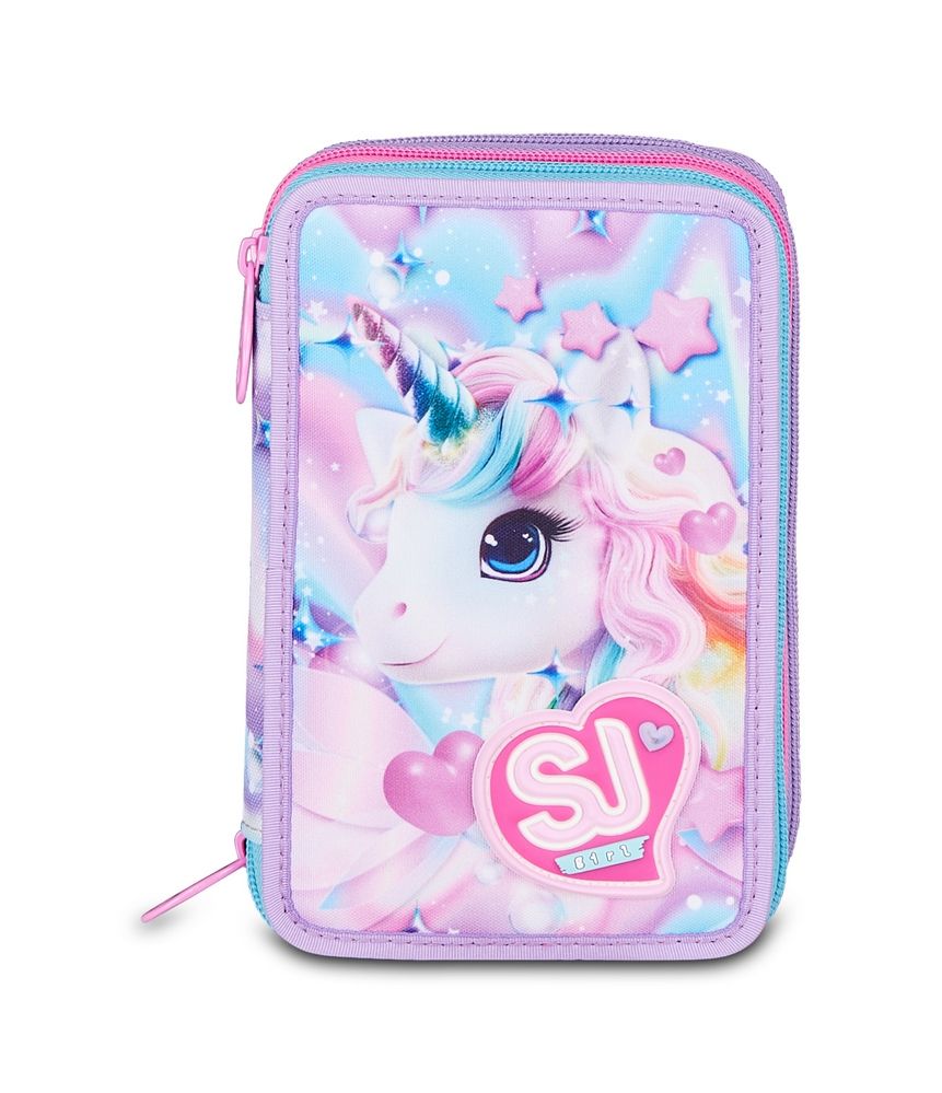 Astuccio 3 zip sj gang glow led unicorn girl